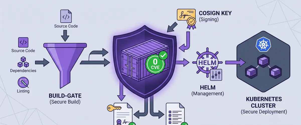 Blog post image for QuenchWorks: Building a 0-CVE Container Image and Helm Chart Catalog - How a from-scratch catalog replaced Bitnami with 150+ container images and 120+ Helm charts built from source on Wolfi, gated to zero fixable CVEs, signed, and pinned by digest.