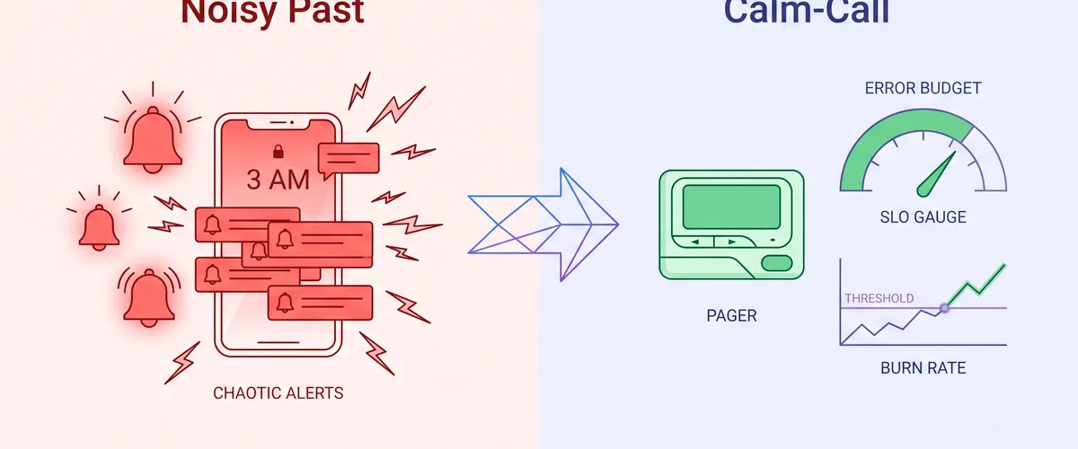 Blog post image for Taming a 3am Pager: SLOs and Error Budgets That Stuck - How a team traded dozens of noisy, cause-based alerts for a handful of SLO burn-rate pages, and used error budgets to actually change how it decided what to ship.